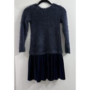 Muka‎ Girls Dress Sz 10 Blue Velvet Pleated Fuzzy Top Long Sleeve Fairy EUC
